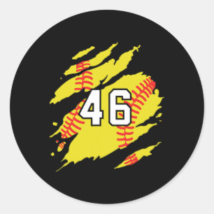 Softbal Jersey Nummer #46 Sportspeler Fan Jerse Ronde Sticker