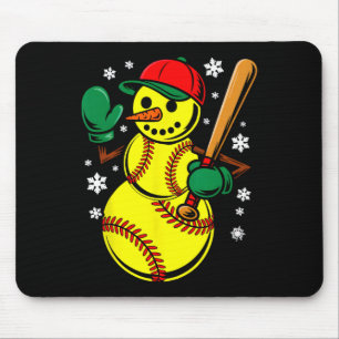 Softbal Kerstman Hoed Sneeuwman Kerstmis Grappige Muismat