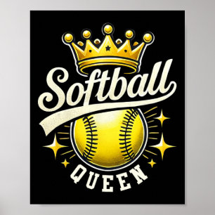 Softbal Koningin Een Softbal Met Kroon Softbal Mei Poster