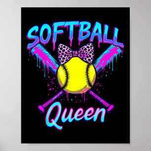 Softbal Koningin Grafisch Voor Vrouwen Meisjes Ijs Poster