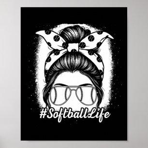 Softbal Leven Rommelige Knot Slaghandschoen Pitch  Poster