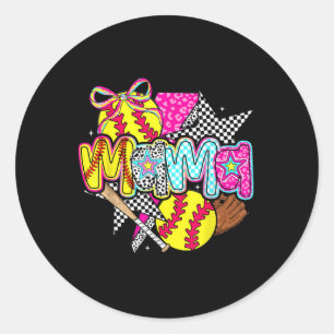 Softbal Mama Mom Softbal Game Day Vibes Moeders Ronde Sticker