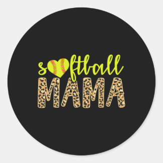 Softbal mama Schattige cheeta Moederdag Sport Ronde Sticker
