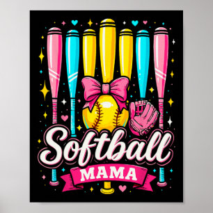 Softbal Mama Softbal Coquette Strik Softbal Poster