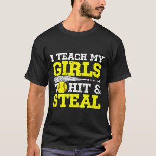 Softbal Mama Softbal Papa Ik Leer Mijn Meisjes Te T-shirt