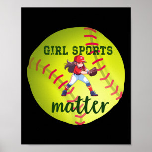 Softbal; Meisje Sport Sticker Poster
