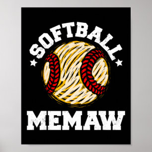 Softbal Memaw Versleten Vintage Grappige Oma Ga Poster