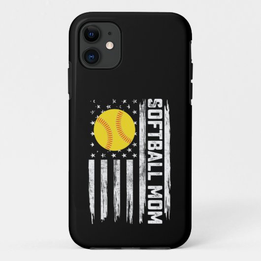 Softbal Moeder Amerikaanse Amerikaanse vlag  Moede Case-Mate iPhone Case (Achterkant)