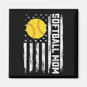 Softbal Moeder Amerikaanse Amerikaanse vlag Moede Magneet (Voorkant)