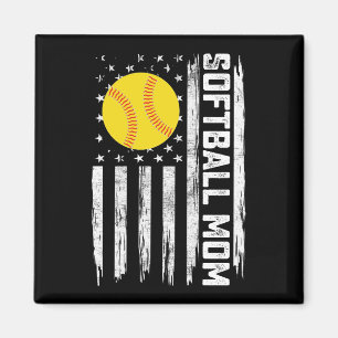 Softbal Moeder Amerikaanse Amerikaanse vlag  Moede Magneet