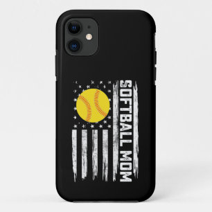 Softbal Moeder Amerikaanse VS Vlag Vintage Moederd iPhone 11 Hoesje