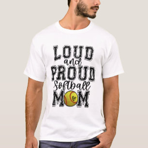 Softbal Moeder Luid Trots Softbal Mama Universitei T-shirt