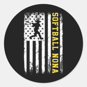 Softbal Nona Vintage Usa Amerikaanse Vlag Ronde Sticker