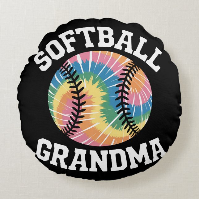 Softbal Oma Rond Kussen (Voorkant)