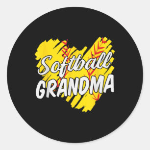 Softbal oma, softbal ontwerpen voor vrouwen groot ronde sticker