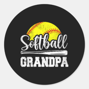 Softbal Opa Softbal Speler Speldag Vaderdag Ronde Sticker