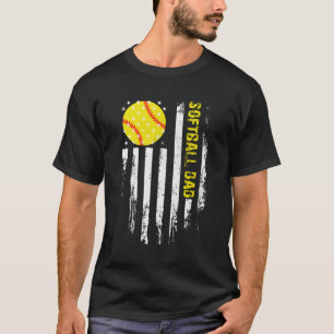 Softbal Papa Amerikaans Vlag Softbal T-shirt