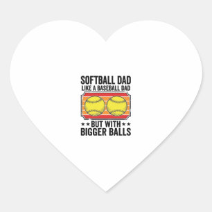 Softbal Papa Grotere Ballen Vintage Gravure Shirt_ Hart Sticker
