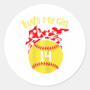 Softbal rommelige knot dat is mijn meisje #14 moed ronde sticker