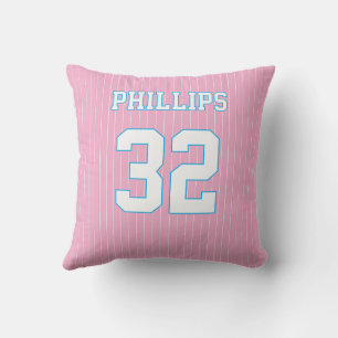Softbal Roze Blau en Witte Jersey Kussen