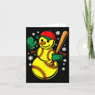 Softbal Santa Hoed Sneeuwman Kerstmis Grappige Sof Kaart