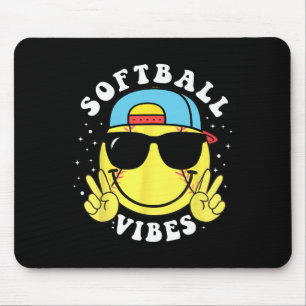 Softbal Sfeer Baseball Retro Groovy Speldag Meisje Muismat