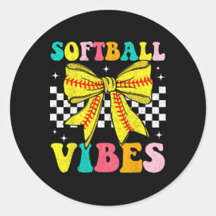 Softbal Sfeer Coquette Boog Softbal Wedstrijd Dag Ronde Sticker