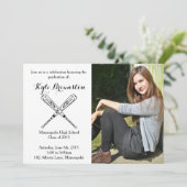 Softbal speler afstuderen partij foto uitnodigen kaart (Staand voorkant)