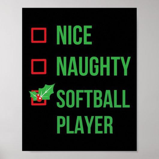 Softbal Speler Funny Pajama Kerstcadeau Poster (Voorkant)