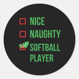 Softbal Speler Funny Pajama Kerstcadeau Ronde Sticker