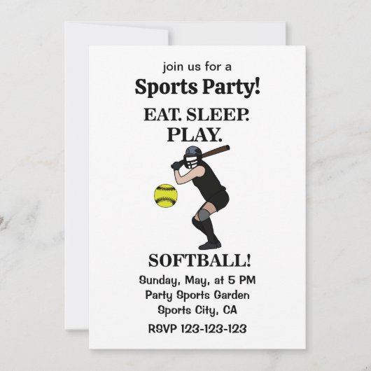 Softbal Speler Sportfeest Kaart (Voorkant)