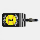 Softbal Teamnaam en Spelernummer Fastpitch Tas Bagagelabel (Achterkant horizontaal)