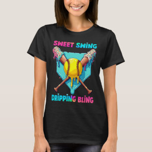 Softbal Thuisplaat Drip Voor Meisjes Jongens Ijs T-shirt