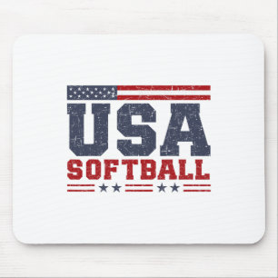 Softbal Usa Amerikaanse Vlag Vrouwen Mannen Patrio Muismat