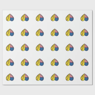Softbal USA Vlag Hart Vintage Vector Design_1 Cadeaupapier