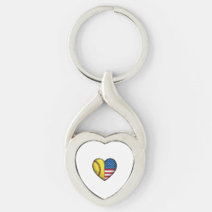 Softbal USA Vlag Hart Vintage Vector Design_1 Sleutelhanger