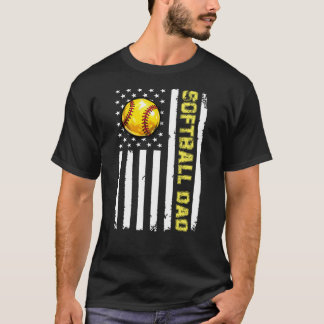 Softbal Vader Amerikaanse Vlag Ontwerp T-shirt