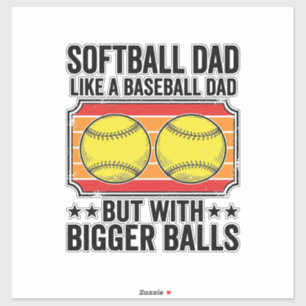Softbal Vader Grotere Ballen Vintage Gravure Shirt Sticker