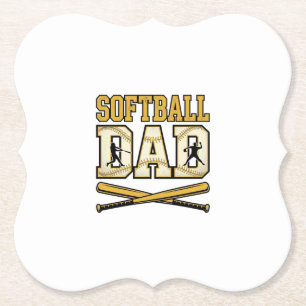 Softbal Vader Vintage Gravure Bat Grafisch_1 Kartonnen Onderzetters