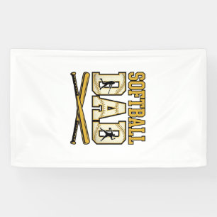 Softbal Vader Vintage Gravure Bat Grafisch_1 Spandoek