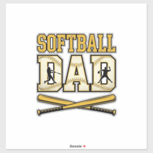 Softbal Vader Vintage Gravure Bat Grafisch_1 Sticker