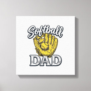 Softbal Vader Vintage Handschoen Shirt Ontwerp_1 Canvas Afdruk