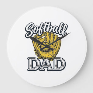 Softbal Vader Vintage Handschoen Shirt Ontwerp_1 Grote Klok