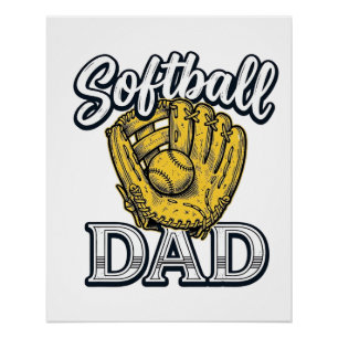 Softbal Vader Vintage Handschoen Shirt Ontwerp_1 Perfect Poster