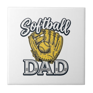 Softbal Vader Vintage Handschoen Shirt Ontwerp_1 Tegeltje