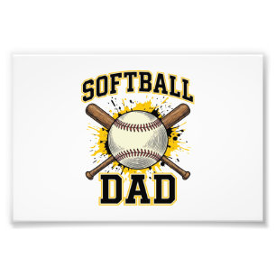 Softbal vader vintage varsity gekruiste slaghouten foto afdruk