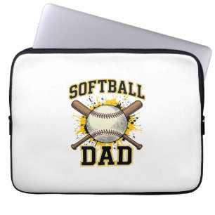 Softbal Vader Vintage Varsity Gekruiste Slaghouten Laptop Sleeve