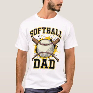 Softbal Vader Vintage Varsity Gekruiste Slaghouten T-shirt