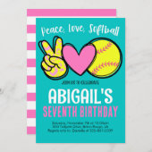 Softbal verjaardagsuitnodiging kaart (Voorkant / Achterkant)