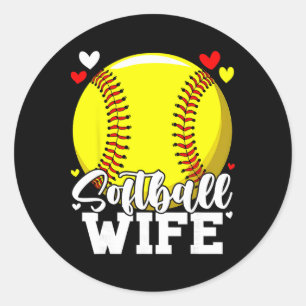 Softbal Vrouw Voor Vrouwen Familie Matching Speler Ronde Sticker